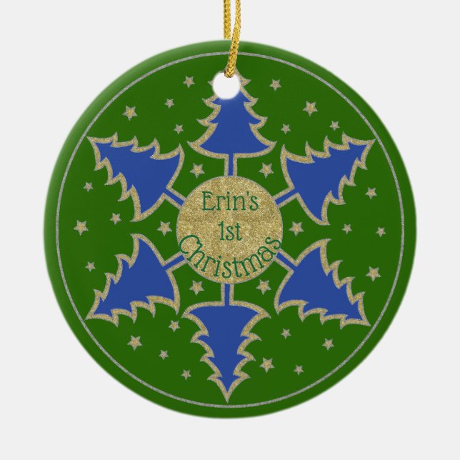 Christmas "Snowflake Bl Tree" Ornament Personalize (Front)