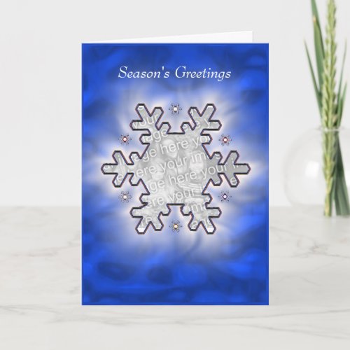 Christmas Snowflake Blue photo frame Holiday Card