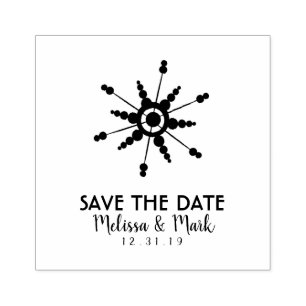 Christmas Snowflake Bubble Style Save the Date Rubber Stamp