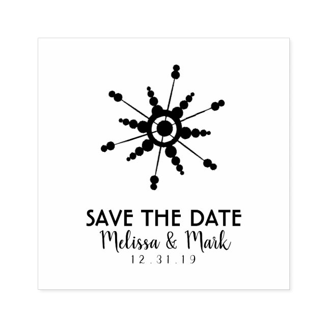 Christmas  Snowflake Bubble Style Save the Date  Rubber Stamp (Imprint)