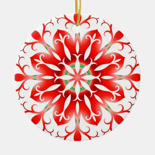 Christmas Snowflake Ceramic Ornament (Front)