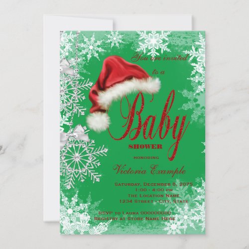 Christmas Snowflake Christmas Baby Shower Invitation