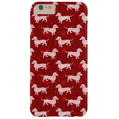 Christmas Snowflake Dachshunds Red Barely There iPhone 6 Plus Case