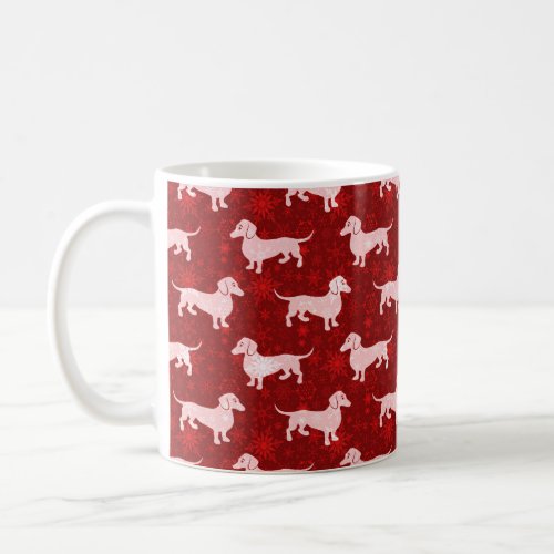 Christmas Snowflake Dachshunds Red Coffee Mug