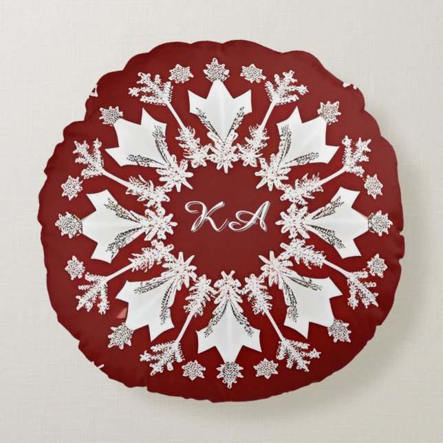 Christmas Snowflake Design Round Pillow (Front)
