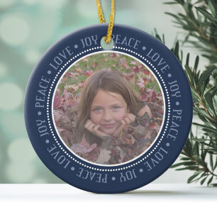 Christmas Snowflake: Double-Sided Photo Ceramic Ornament