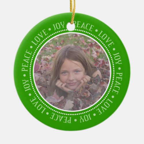 Christmas Snowflake Double_Sided Photo Green Ceramic Ornament