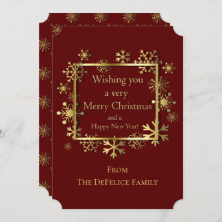 Christmas - Snowflake Frame with Greeting Red Invitation