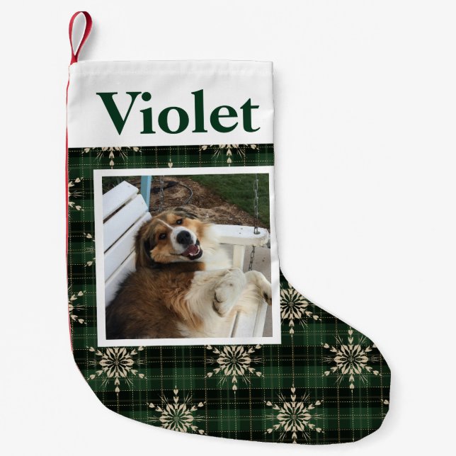 Christmas Snowflake Fun Kids or Pets Photo Small C Stocking (Front)