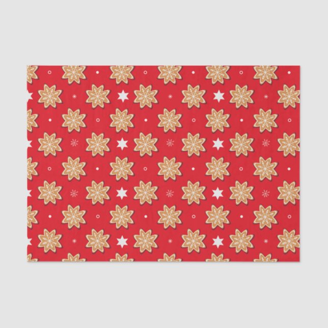Christmas Snowflake Gingerbread Cookies Tissue Paper (Front)