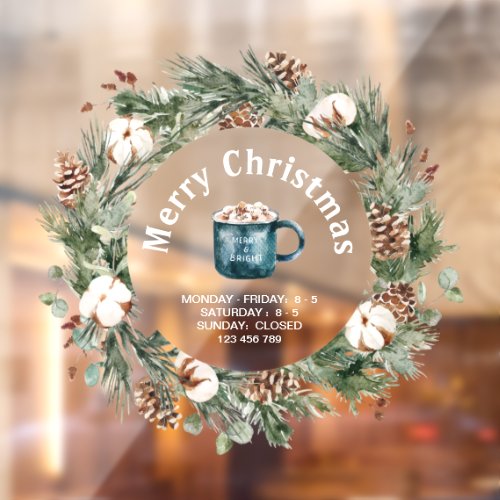 Christmas Snowflake Holiday Coffee Shop Decor Window Cling