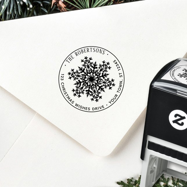 Christmas Snowflake Holiday Return Address Self-inking Stamp (Creator Uploaded)