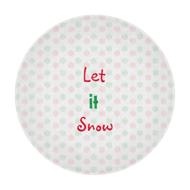 Christmas snowflake let is snow cutting board (Front)