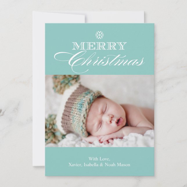 Christmas Snowflake | Light Blue Holiday Card (Front)