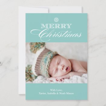 Christmas Snowflake | Light Blue Holiday Card by PinkMoonPaperie at Zazzle
