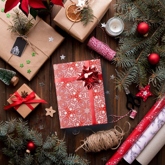 Christmas Snowflake Luxury Pattern Red Wrapping Paper (Creator Uploaded)