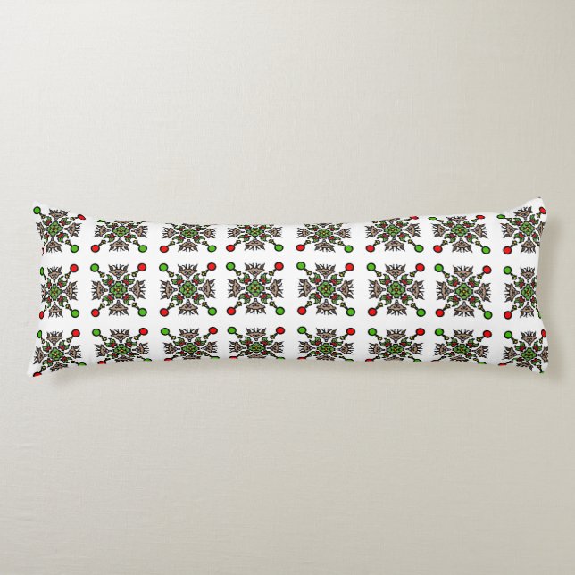 Christmas Snowflake Mandala Body Pillow (Front)