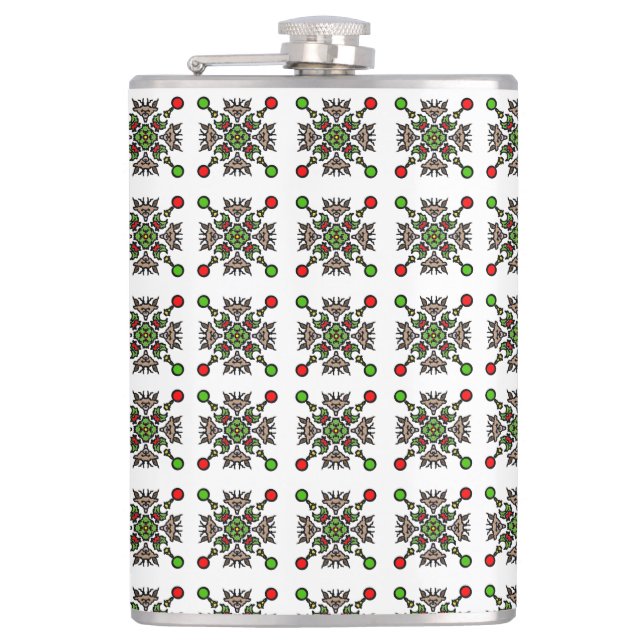 Christmas Snowflake Mandala Flask (Front)