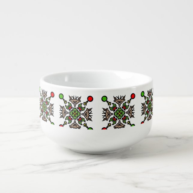 Christmas Snowflake Mandala Soup Mug (Front)
