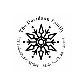 Christmas Snowflake Modern Return address Rubber Stamp