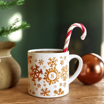 Christmas Snowflake Monogram Cute Holiday Gift Espresso Cup by mothersdaisy at Zazzle