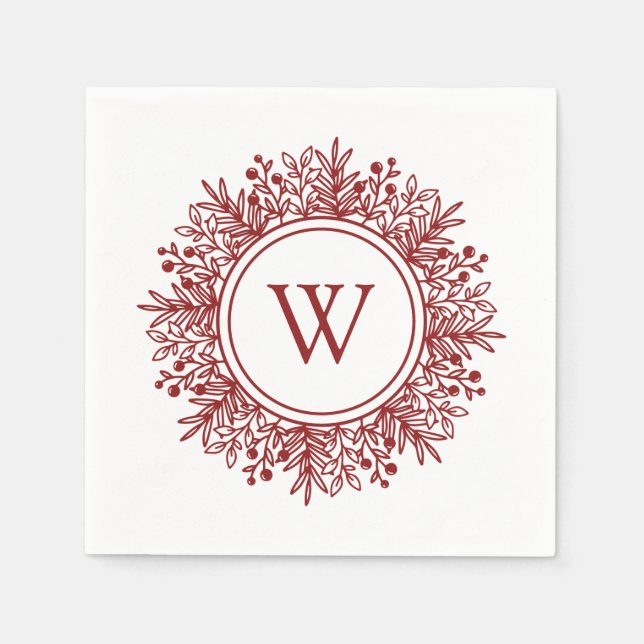Christmas Snowflake Monogram Napkins (Front)