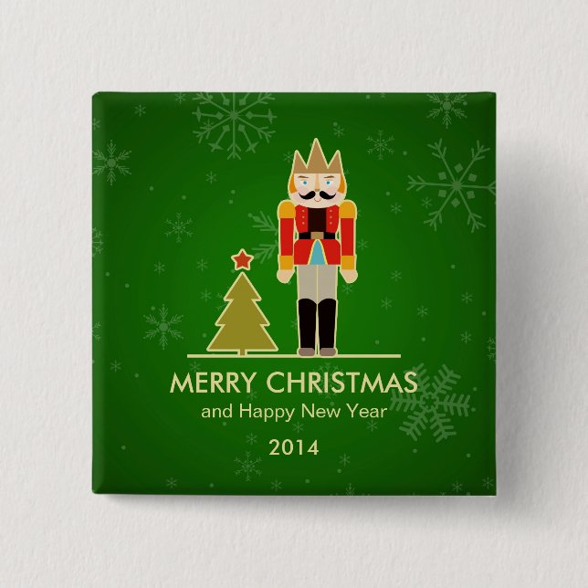 Christmas Snowflake - Nutcracker Holiday Greeting Button (Front)