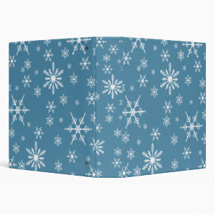 Christmas Snowflake On Blue 3 Ring Binder