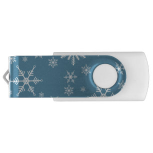 Christmas Snowflake On Blue Flash Drive