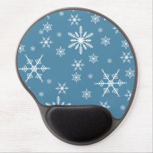 Christmas Snowflake On Blue Gel Mouse Pad