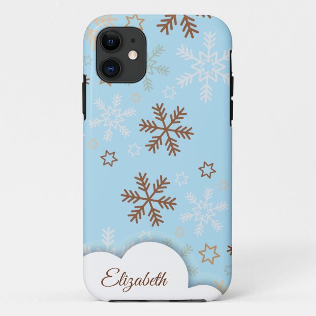   Christmas snowflake on blue iPhone Case (Back)