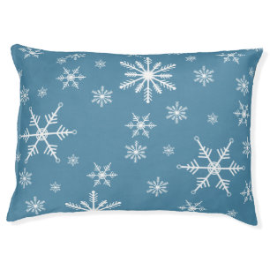 Christmas Snowflake On Blue Pet Bed