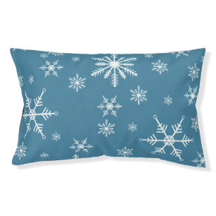 Christmas Snowflake On Blue Pet Bed