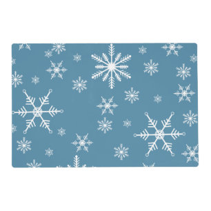 Christmas Snowflake On Blue Placemat