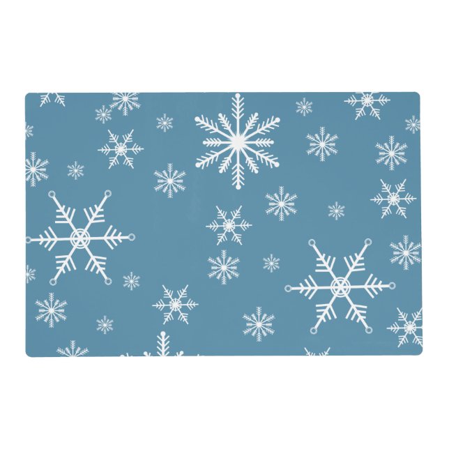 Christmas Snowflake On Blue Placemat (Front)