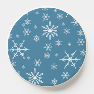 Christmas Snowflake On Blue PopSocket