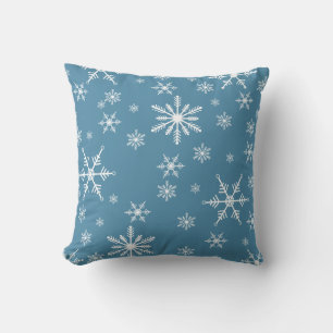 Christmas Snowflake On Blue Throw Pillow
