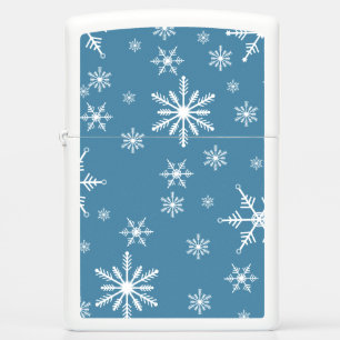 Christmas Snowflake On Blue Zippo Lighter