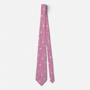 Christmas Snowflake On Pink Neck Tie