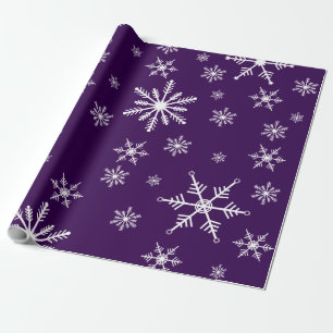 Christmas Snowflake On Purple Wrapping Paper