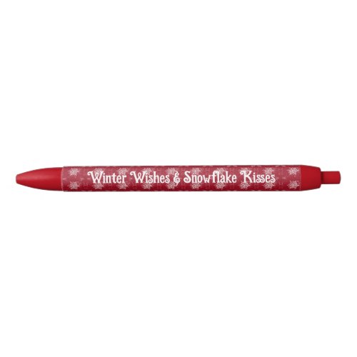 Christmas Snowflake on Ruby Red Black Ink Pen