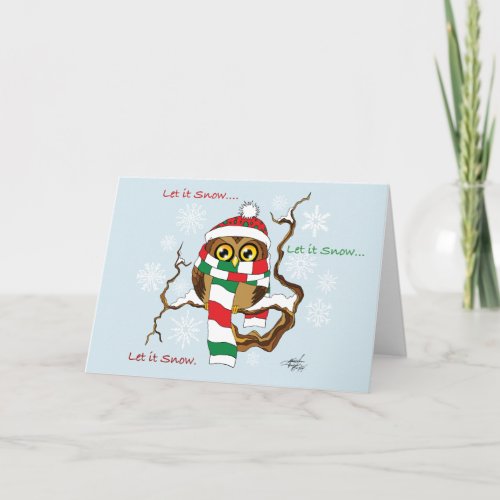 Christmas Snowflake Owl Holiday Card