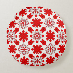 Christmas Snowflake Pattern For Winter Gift Round Pillow