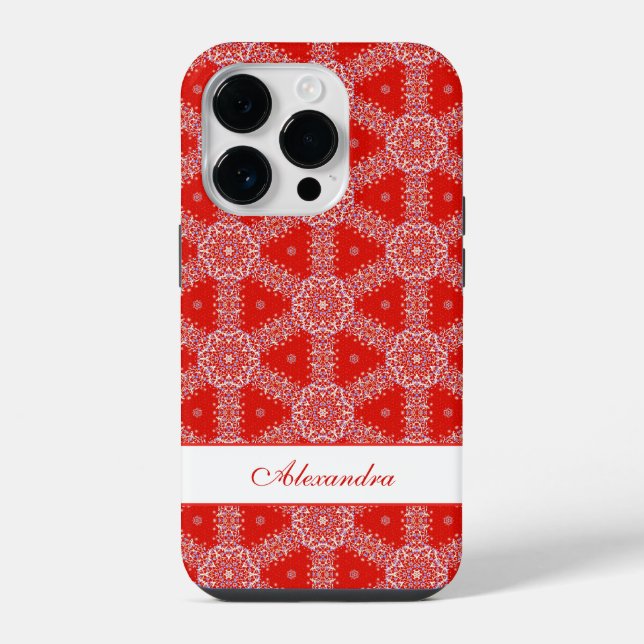 Christmas Snowflake Pattern Personalized Red Iphone Case (Back)