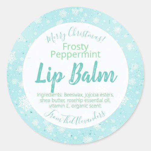 Christmas Snowflake Peppermint Lip Balm Labels
