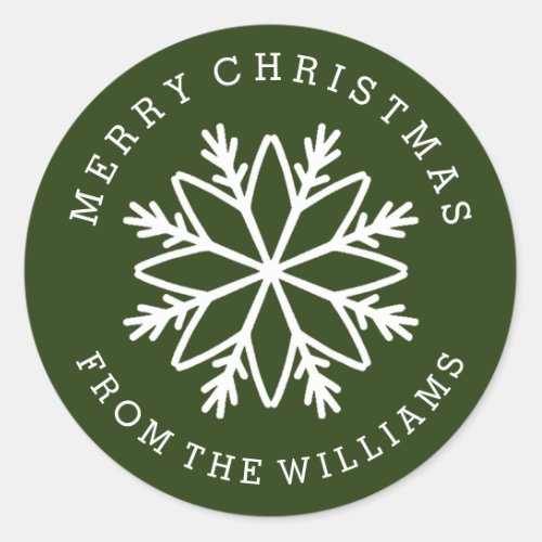 Christmas Snowflake Personalized custom color Classic Round Sticker