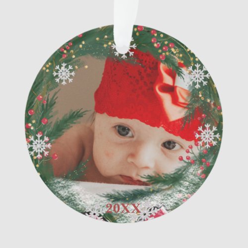 *~* Christmas Snowflake PHOTO Baby  AP44 Snow Man  Ornament