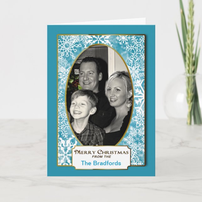 Christmas Snowflake -  Photo Insert Greeting - Holiday Card (Front)
