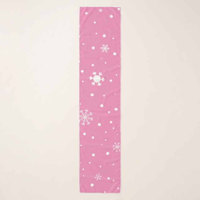 Christmas snowflake pink and white polka dot scarf (Front)