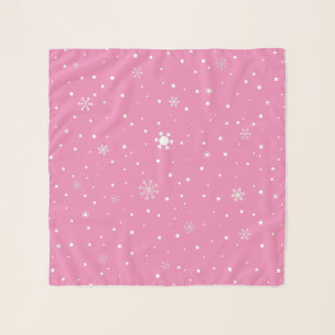 Christmas snowflake pink and white polka dot scarf